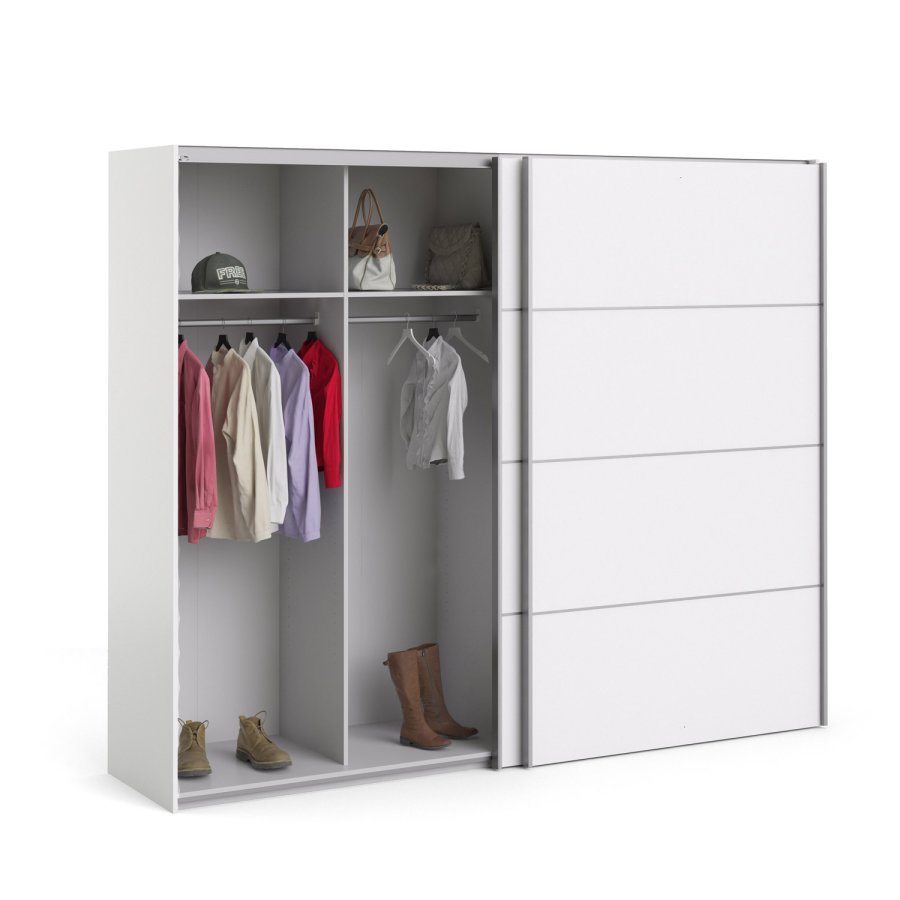 TVILUM Verona garderobeskab - hvid tr, 2 lger, 4 rum