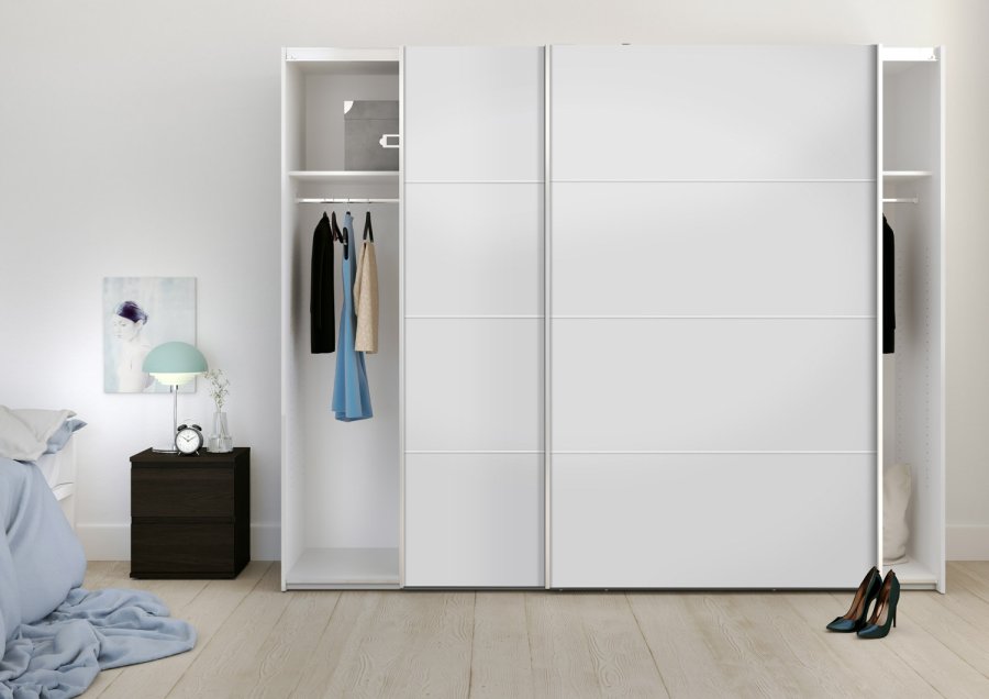 TVILUM Verona garderobeskab - hvid tr, 2 lger, 4 rum