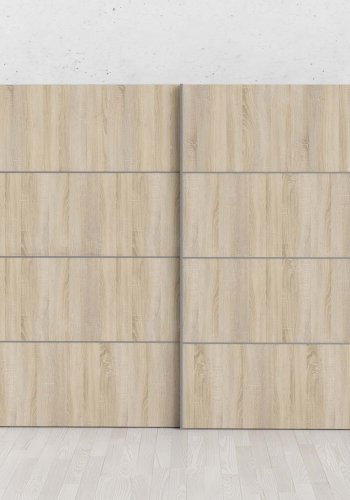 TVILUM Verona Skydedrsskab - eg/hvid tr, 2 skydedre, bred