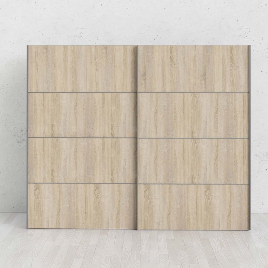 TVILUM Verona Skydedrsskab - eg/hvid tr, 2 skydedre, bred