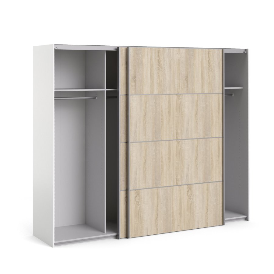 TVILUM Verona Skydedrsskab - eg/hvid tr, 2 skydedre, bred