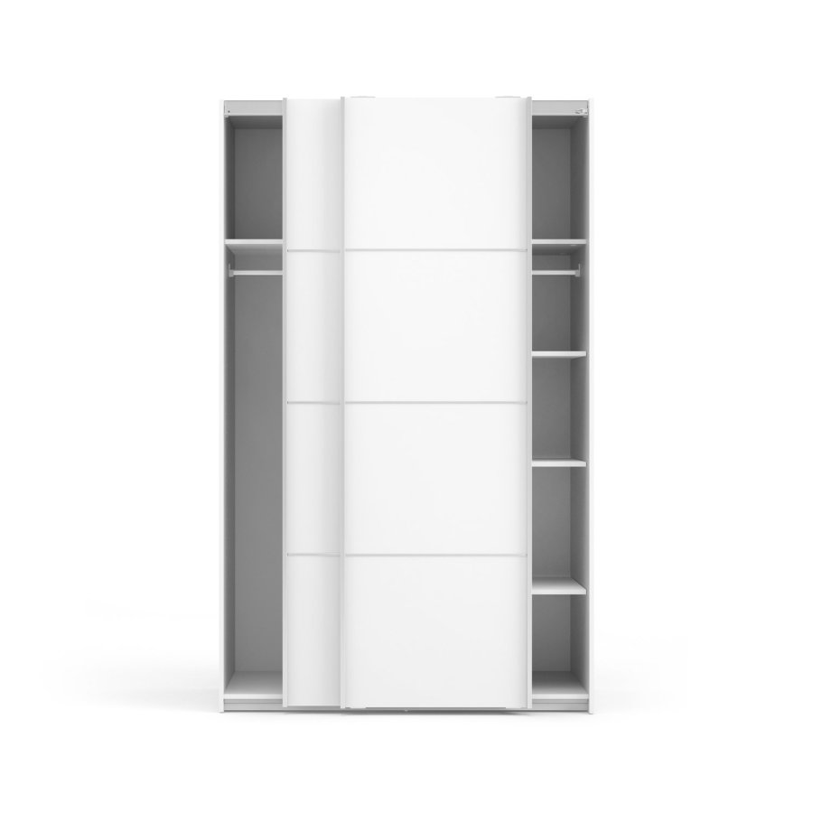 TVILUM Verona Skydedrsskab - hvid tr, 2 smalle skydedre, m. hylder