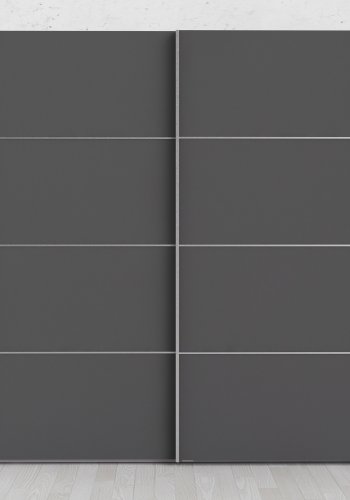 TVILUM Verona Skydedrsskab - hvid/gr tr, 2 skydedre m. hylder