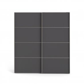 TVILUM Verona Skydedrsskab - hvid/gr tr, 2 skydedre m. hylder