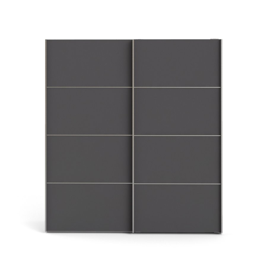 TVILUM Verona Skydedrsskab - hvid/gr tr, 2 skydedre m. hylder