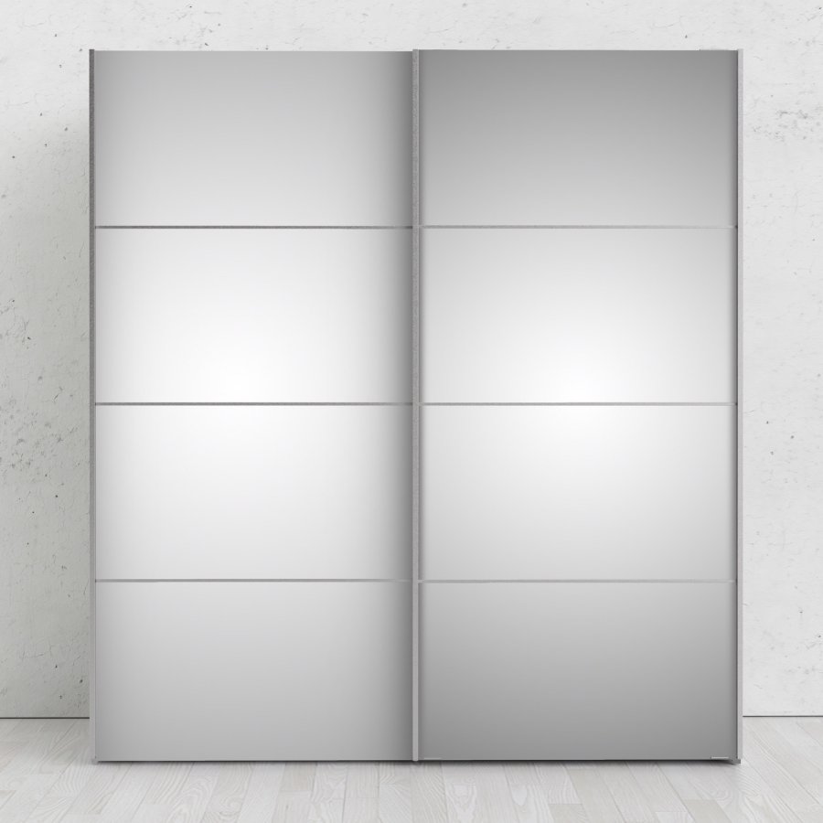 TVILUM Verona Skydedrsskab - spejlglas og hvid tr, 2 skydedre