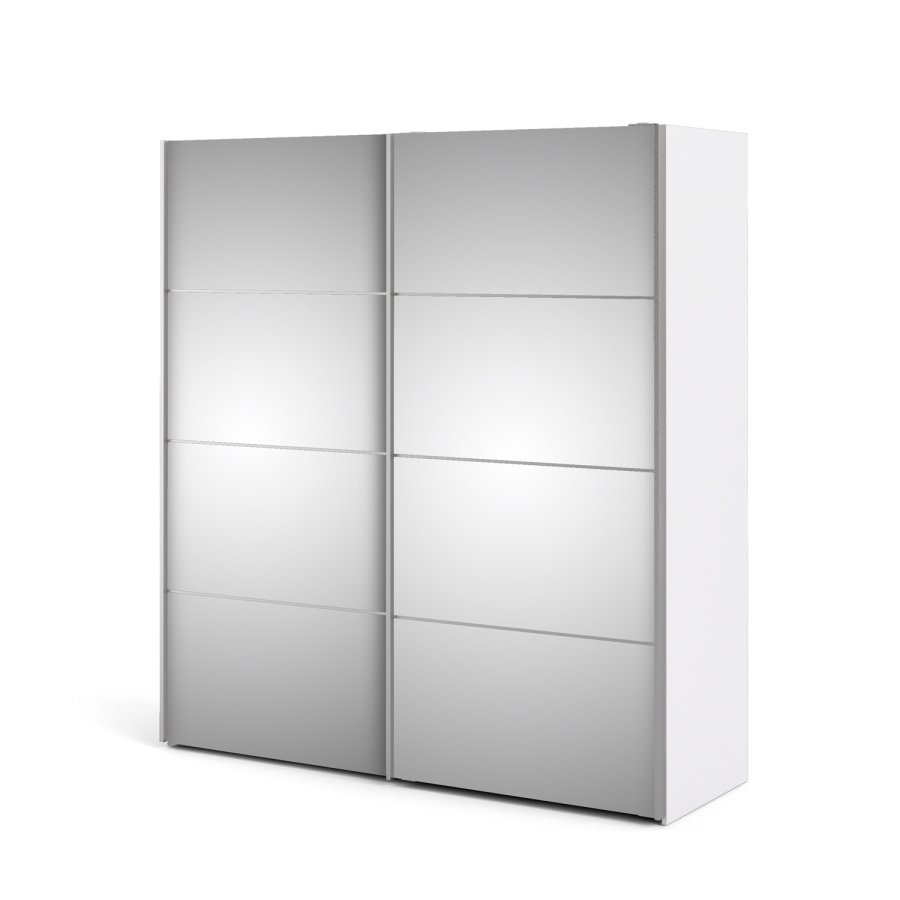 TVILUM Verona Skydedrsskab - spejlglas og hvid tr, 2 skydedre