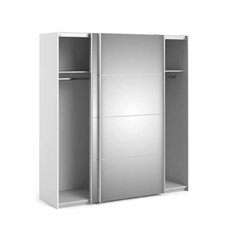 TVILUM Verona Skydedrsskab - spejlglas og hvid tr, 2 skydedre