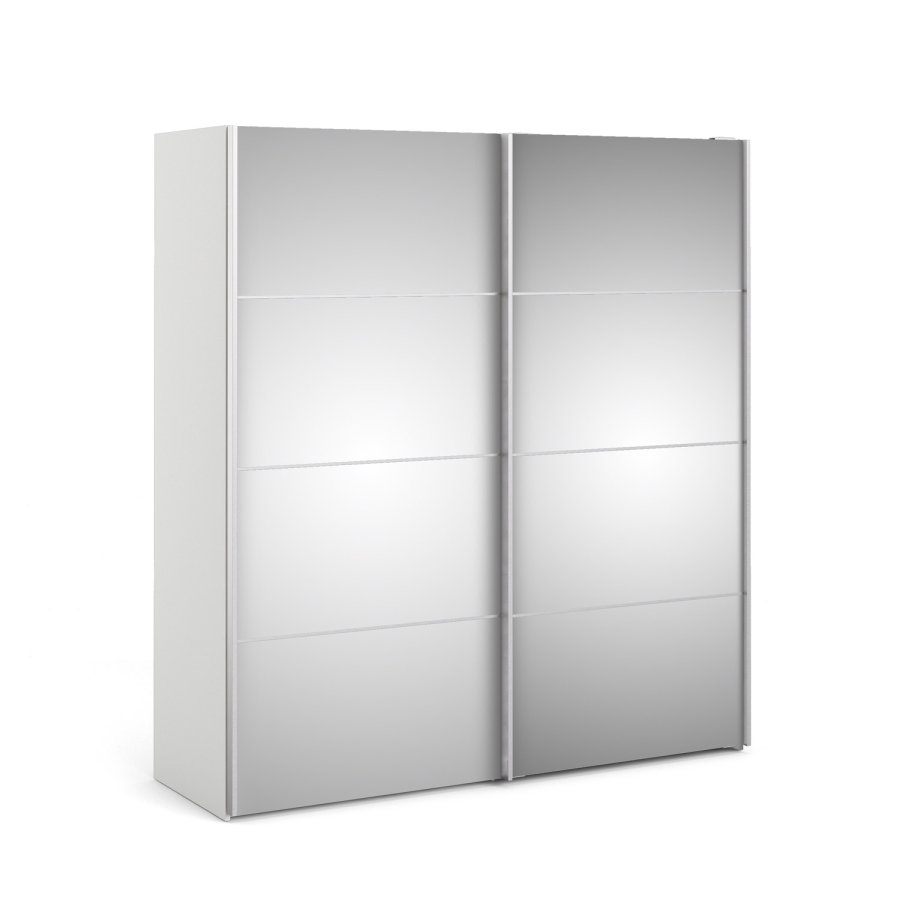 TVILUM Verona Skydedrsskab - spejlglas og hvid tr, 2 skydedre