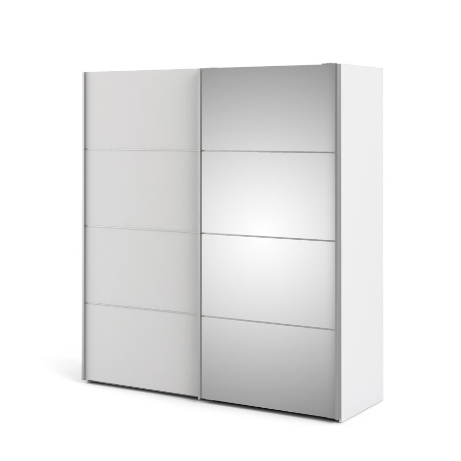 TVILUM Verona garderobeskab - Hvidt MDF, m. spejllge, 2 skydelger