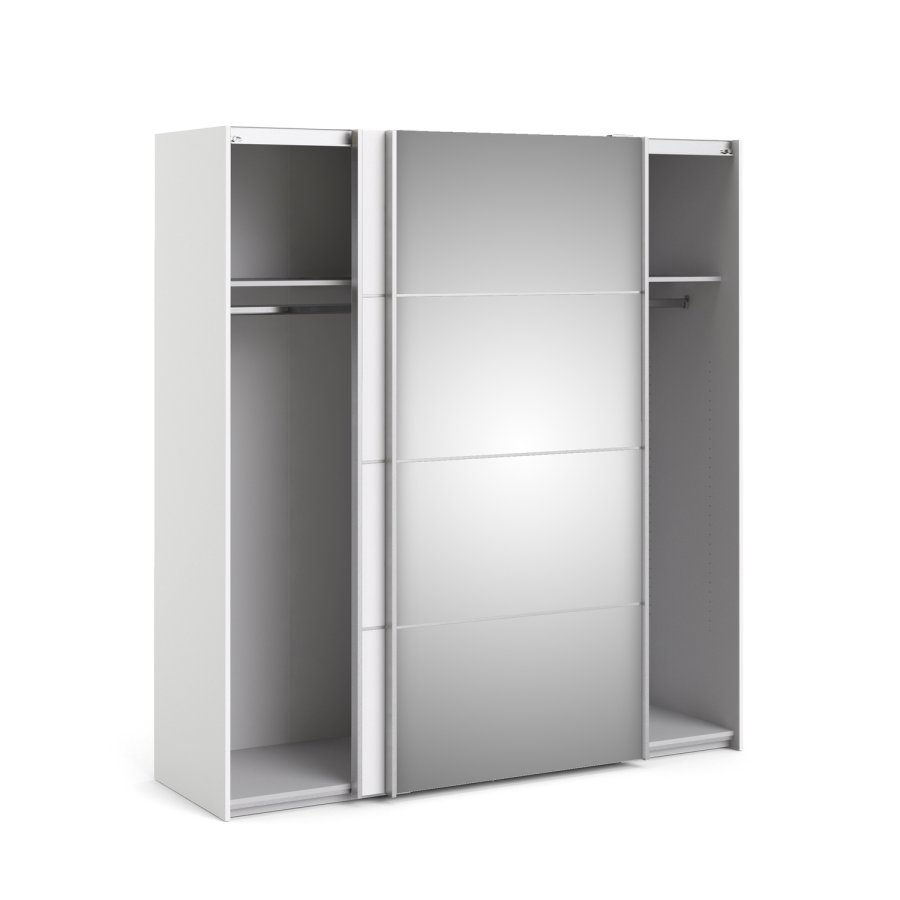 TVILUM Verona garderobeskab - Hvidt MDF, m. spejllge, 2 skydelger