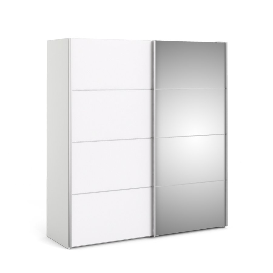 TVILUM Verona garderobeskab - Hvidt MDF, m. spejllge, 2 skydelger