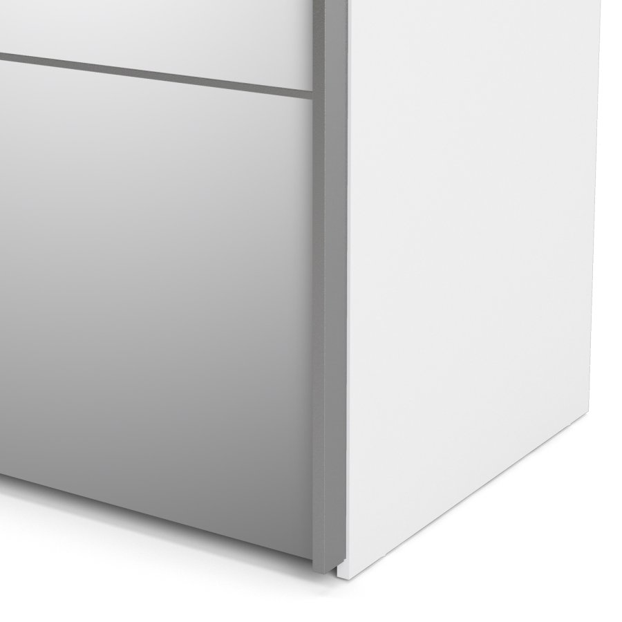 TVILUM Verona garderobeskab - Hvidt MDF, m. spejllge, 2 skydelger