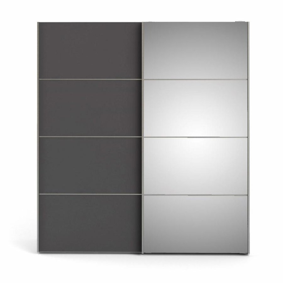 TVILUM Verona garderobeskab, m. 2 skydelger - spejlglas og gr/hvid folie