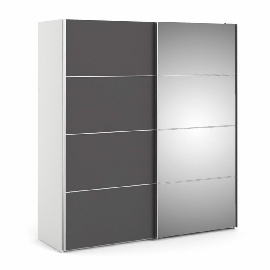 TVILUM Verona garderobeskab, m. 2 skydelger - spejlglas og gr/hvid folie