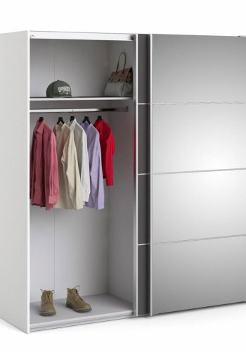 TVILUM Verona garderobeskab, m. 2 skydelger - spejlglas og gr/hvid folie