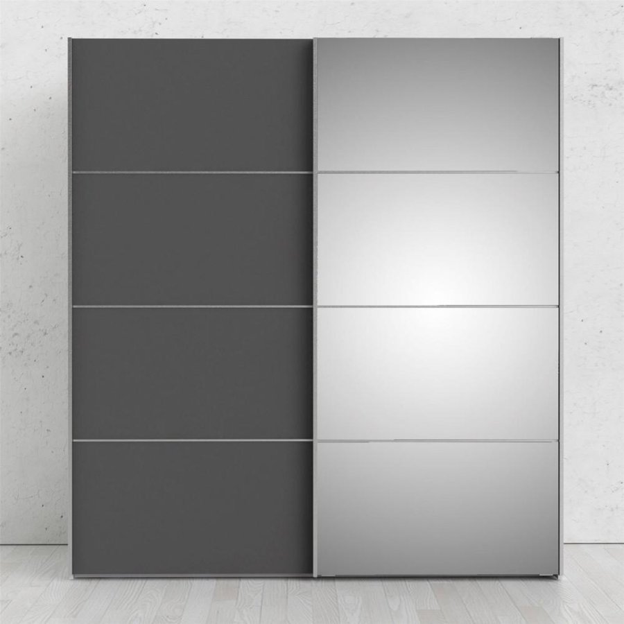 TVILUM Verona garderobeskab, m. 2 skydelger - spejlglas og gr/hvid folie