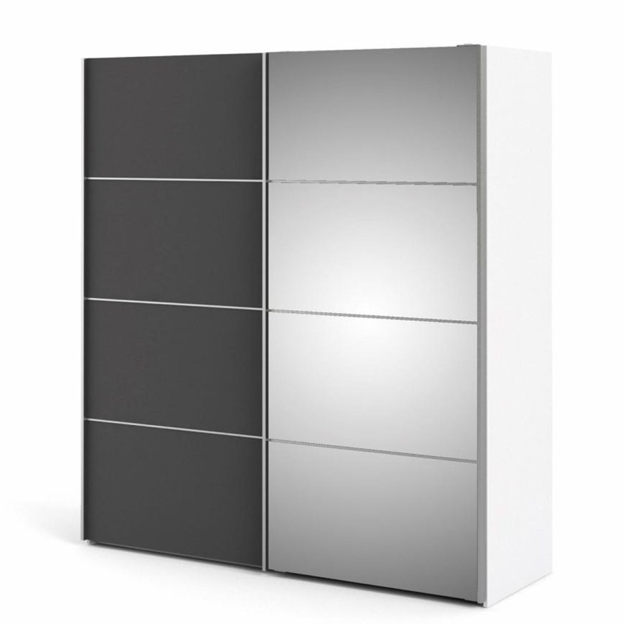 TVILUM Verona garderobeskab, m. 2 skydelger - spejlglas og gr/hvid folie