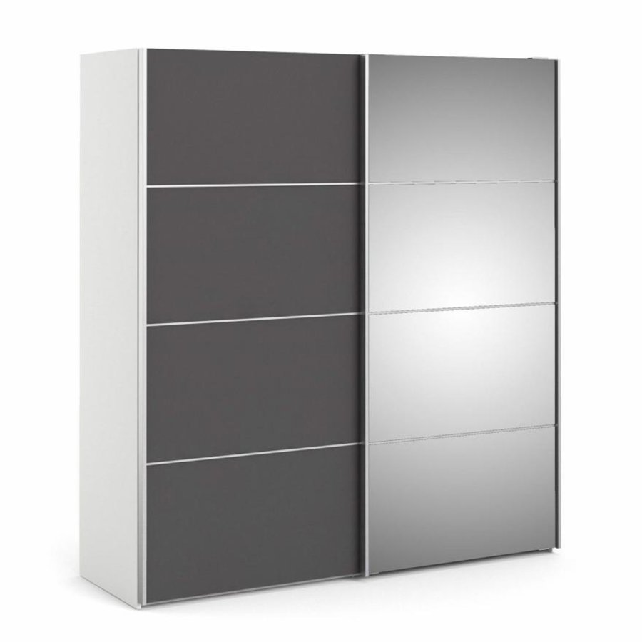 TVILUM Verona garderobeskab, m. 2 skydelger - spejlglas og gr/hvid folie