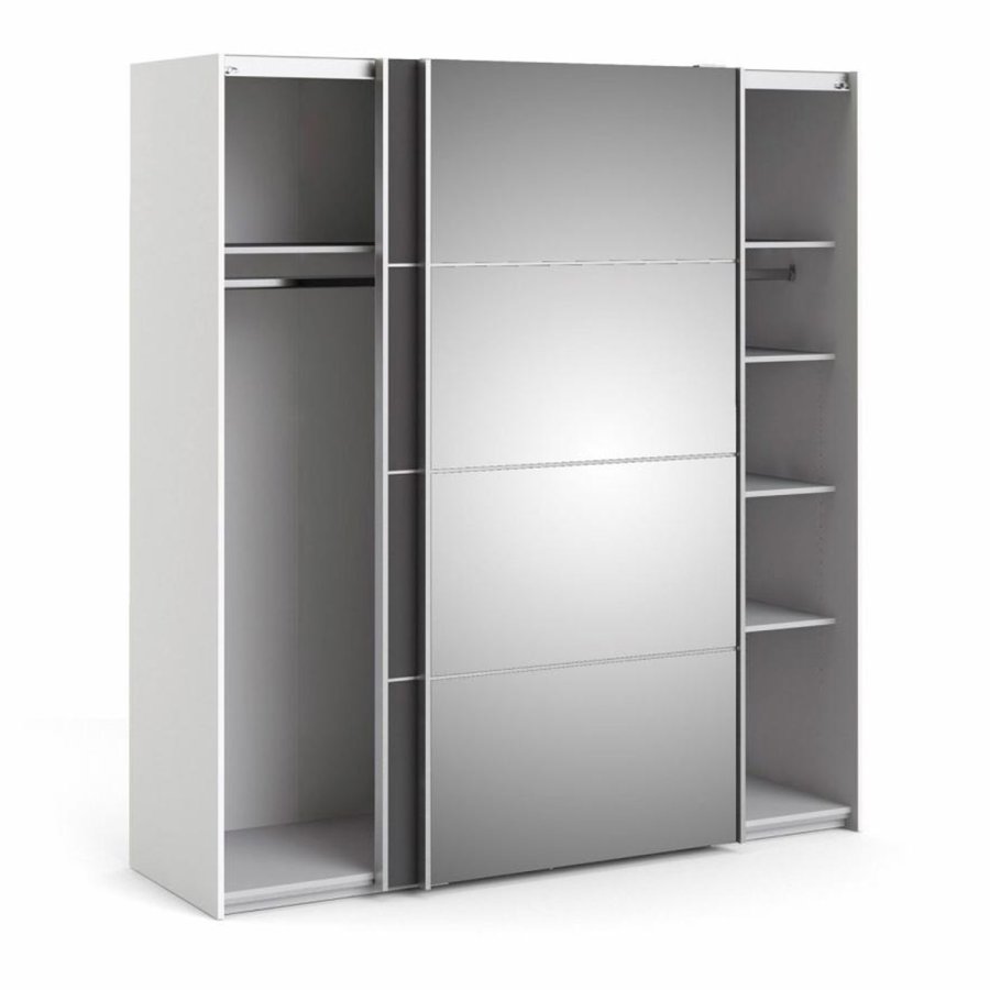 TVILUM Verona garderobeskab, m. 2 skydelger - spejlglas og gr/hvid folie