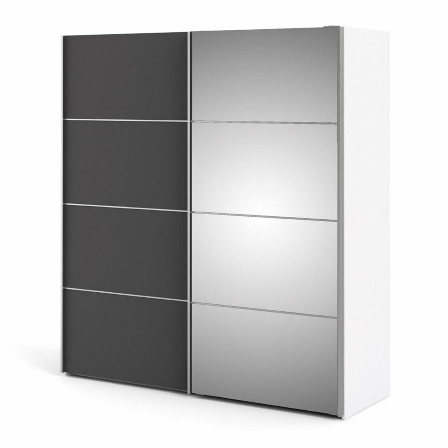 TVILUM Verona garderobeskab, m. 2 skydelger - spejlglas og gr/hvid folie