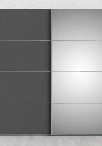 TVILUM Verona garderobeskab, m. 2 skydelger - spejlglas og gr/hvid folie