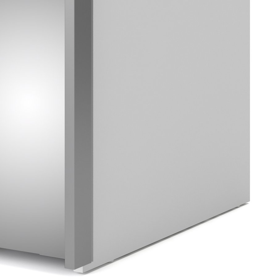 TVILUM Verona Skydedrsskab - spejlglas og hvid tr, 2 skydedre m. hylder og skuffer