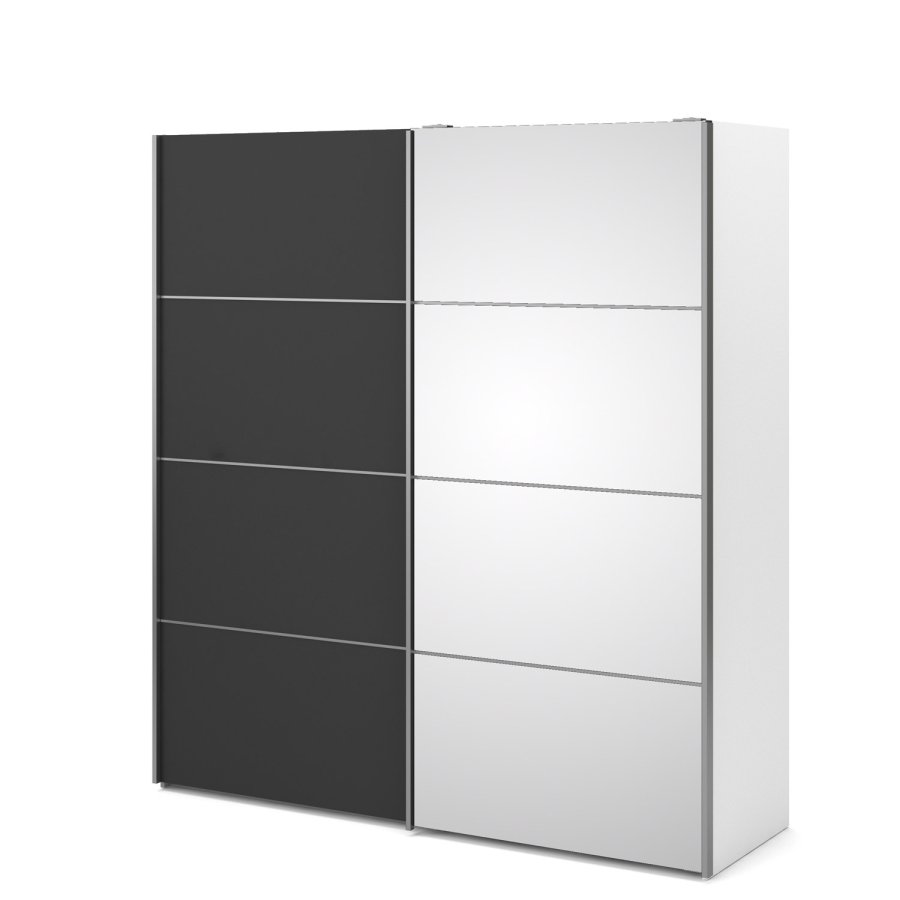 TVILUM Verona Skydedrsskab - hvid/gr/spejlglas, m. 2 skydedre 