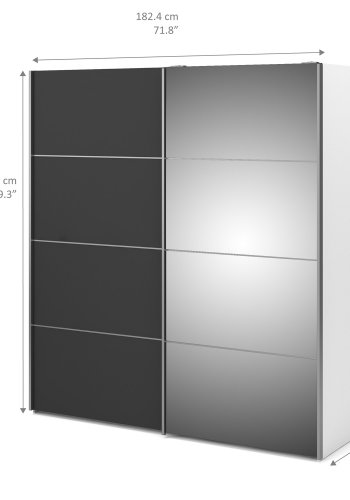 TVILUM Verona Skydedrsskab - hvid/gr/spejlglas, m. 2 skydedre 