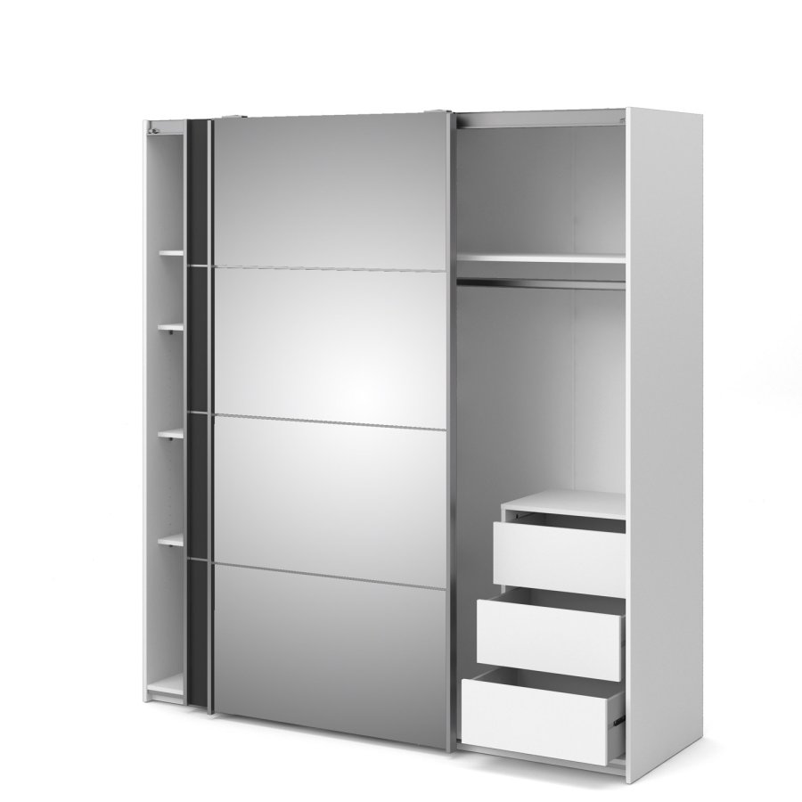 TVILUM Verona Skydedrsskab - hvid/gr/spejlglas, m. 2 skydedre 