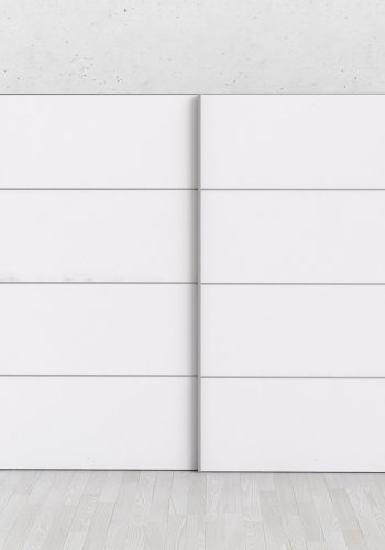 TVILUM Verona Skydedrsskab - hvid tr, 2 skydedre, m. hylder, bred