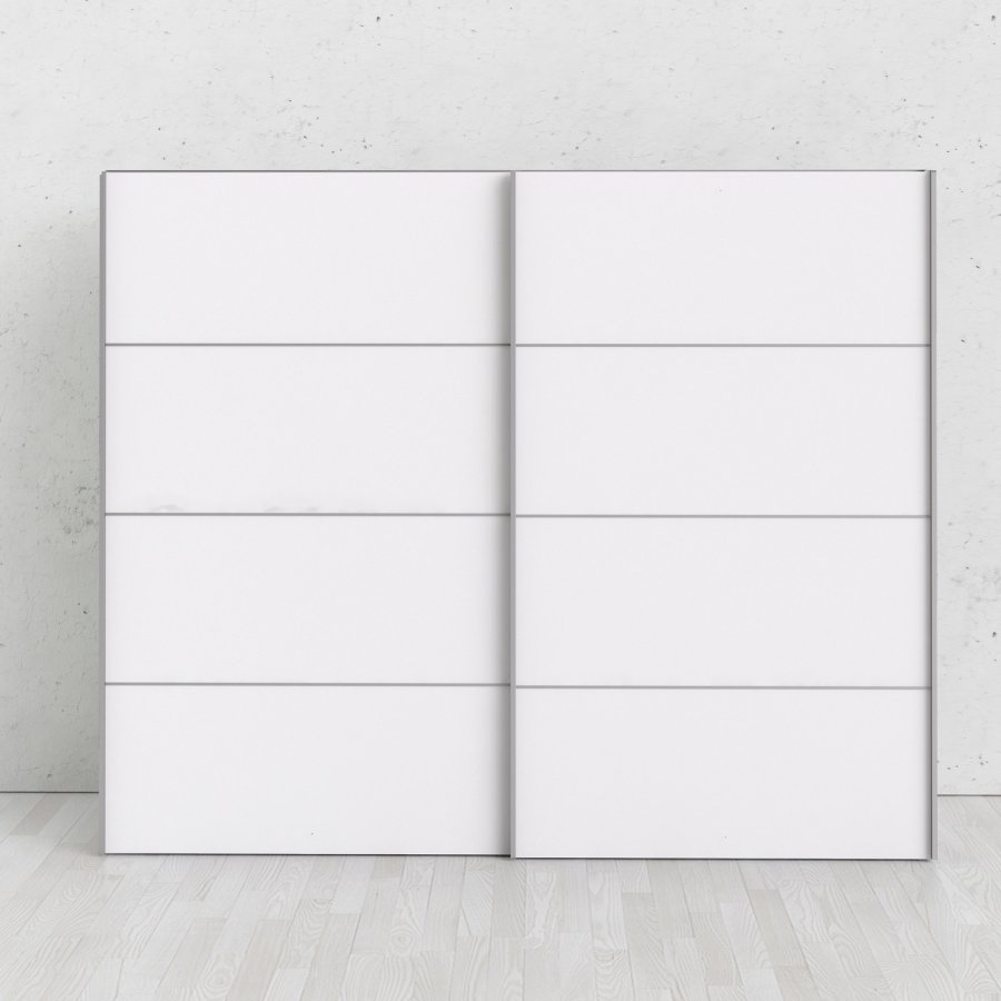 TVILUM Verona Skydedrsskab - hvid tr, 2 skydedre, m. hylder, bred