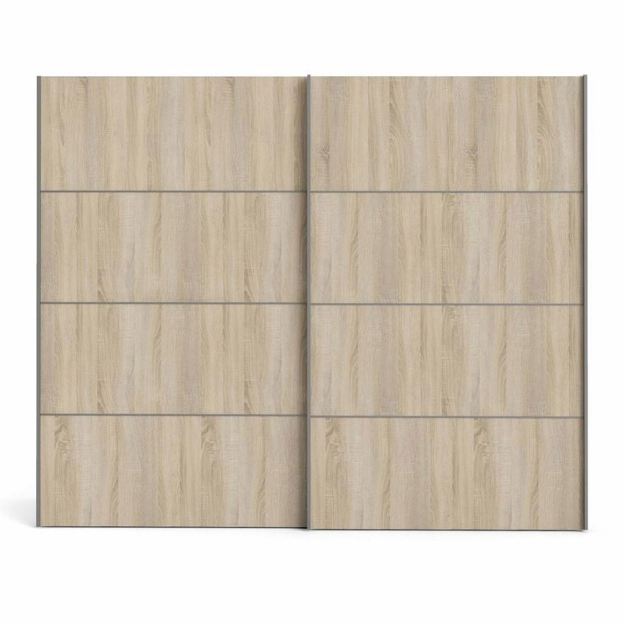 TVILUM Verona garderobeskab, m. 2 skydelger - hvid og egetrsfarvet folie