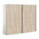 TVILUM Verona garderobeskab, m. 2 skydelger - hvid og egetrsfarvet folie