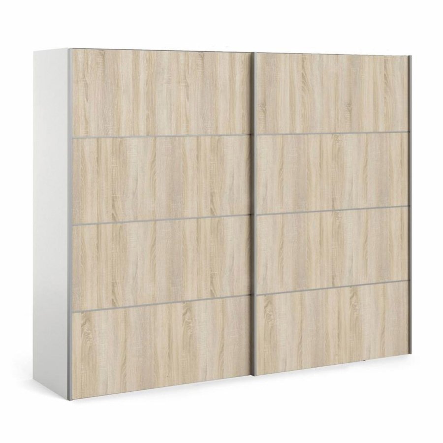 TVILUM Verona garderobeskab, m. 2 skydelger - hvid og egetrsfarvet folie
