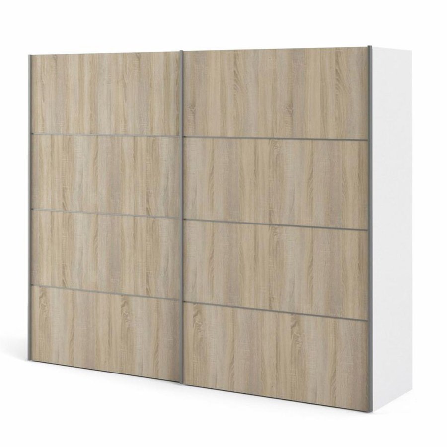 TVILUM Verona garderobeskab, m. 2 skydelger - hvid og egetrsfarvet folie