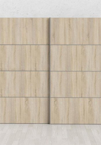 TVILUM Verona garderobeskab, m. 2 skydelger - hvid og egetrsfarvet folie