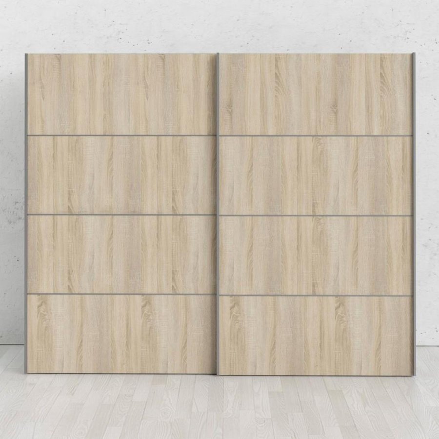 TVILUM Verona garderobeskab, m. 2 skydelger - hvid og egetrsfarvet folie