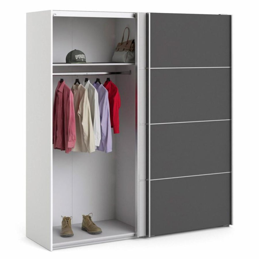 TVILUM Verona garderobeskab, m. 2 skydelger - hvid og gr folie