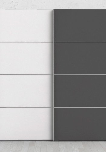 TVILUM Verona garderobeskab, m. 2 skydelger - hvid og gr folie