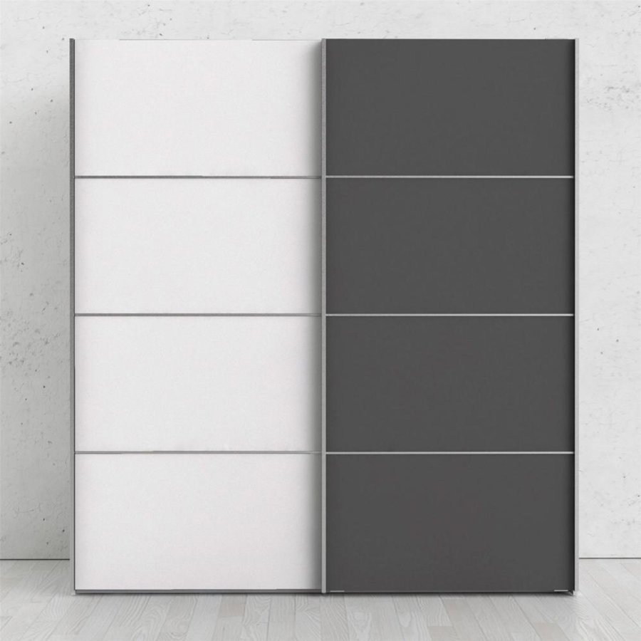 TVILUM Verona garderobeskab, m. 2 skydelger - hvid og gr folie