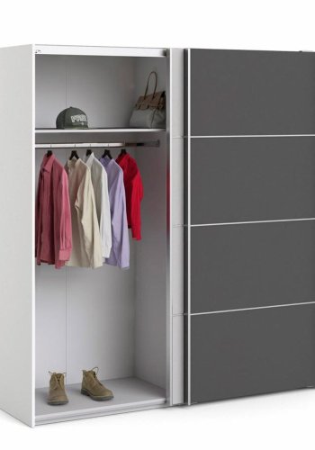 TVILUM Verona garderobeskab, m. 2 skydelger - hvid og gr folie