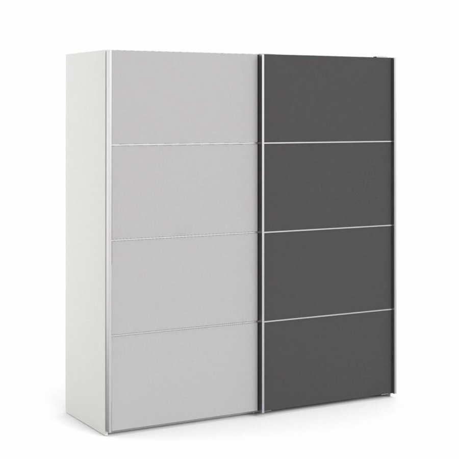 TVILUM Verona garderobeskab, m. 2 skydelger - hvid og gr folie