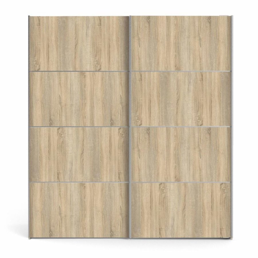 TVILUM Verona garderobeskab, m. 2 skydelger - hvid og egetrsfarvet folie