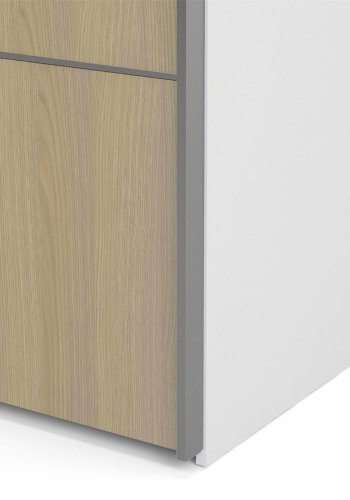 TVILUM Verona garderobeskab, m. 2 skydelger - hvid og egetrsfarvet folie