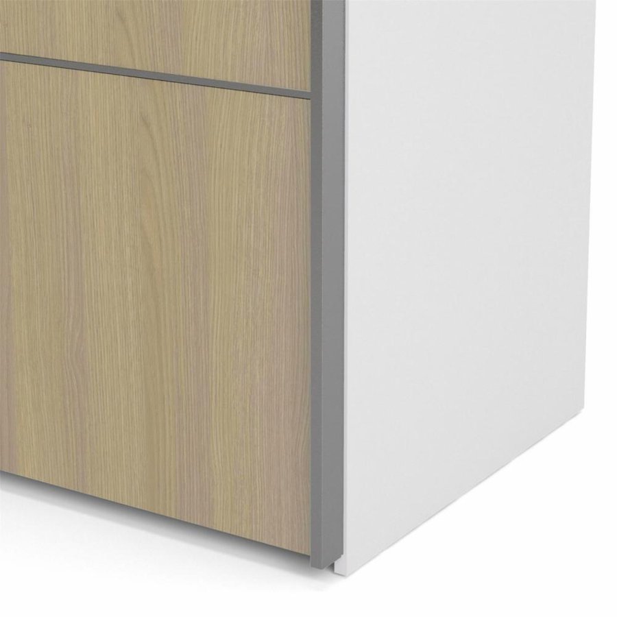 TVILUM Verona garderobeskab, m. 2 skydelger - hvid og egetrsfarvet folie