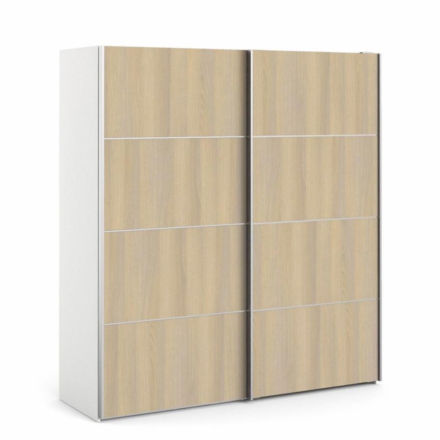 TVILUM Verona garderobeskab, m. 2 skydelger - hvid og egetrsfarvet folie
