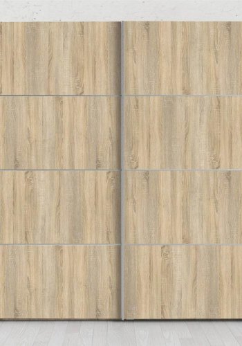 TVILUM Verona garderobeskab, m. 2 skydelger - hvid og egetrsfarvet folie