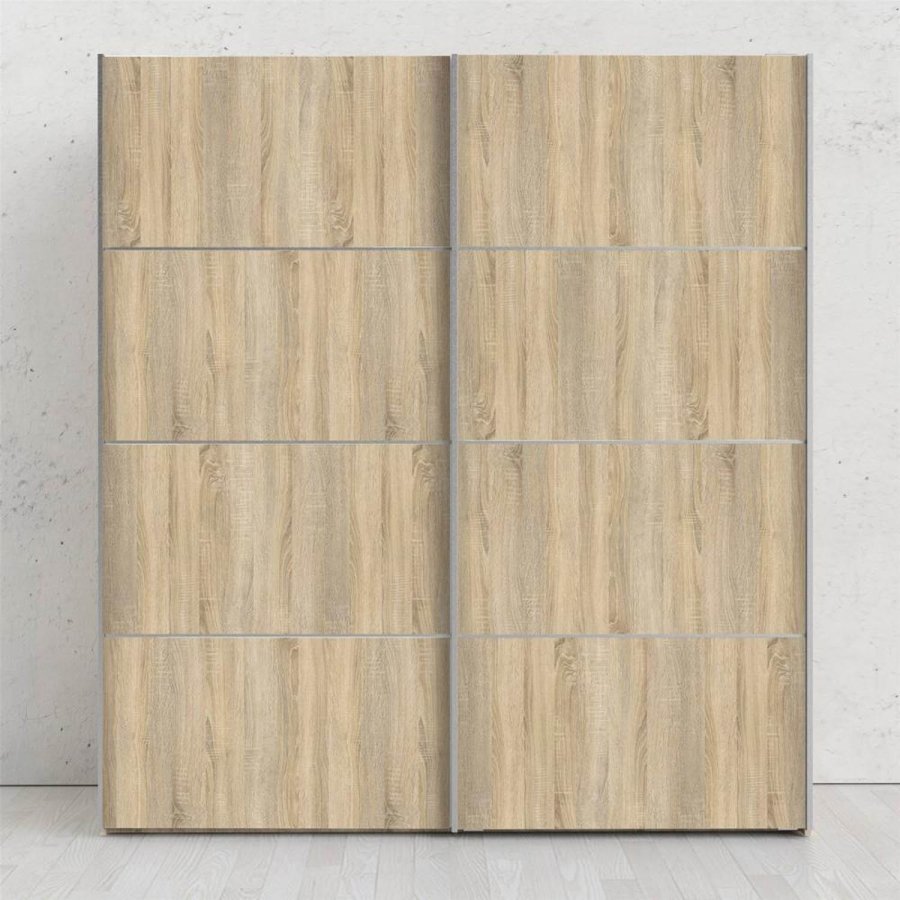 TVILUM Verona garderobeskab, m. 2 skydelger - hvid og egetrsfarvet folie