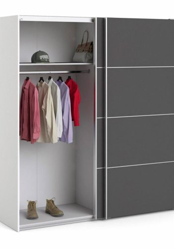TVILUM Verona garderobeskab, m. 2 skydelger - hvid og gr folie